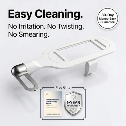 CleanRest Duo ultra slim non-electric dual nozzle bidet attachment installed under white toilet seat in a modern bathroom